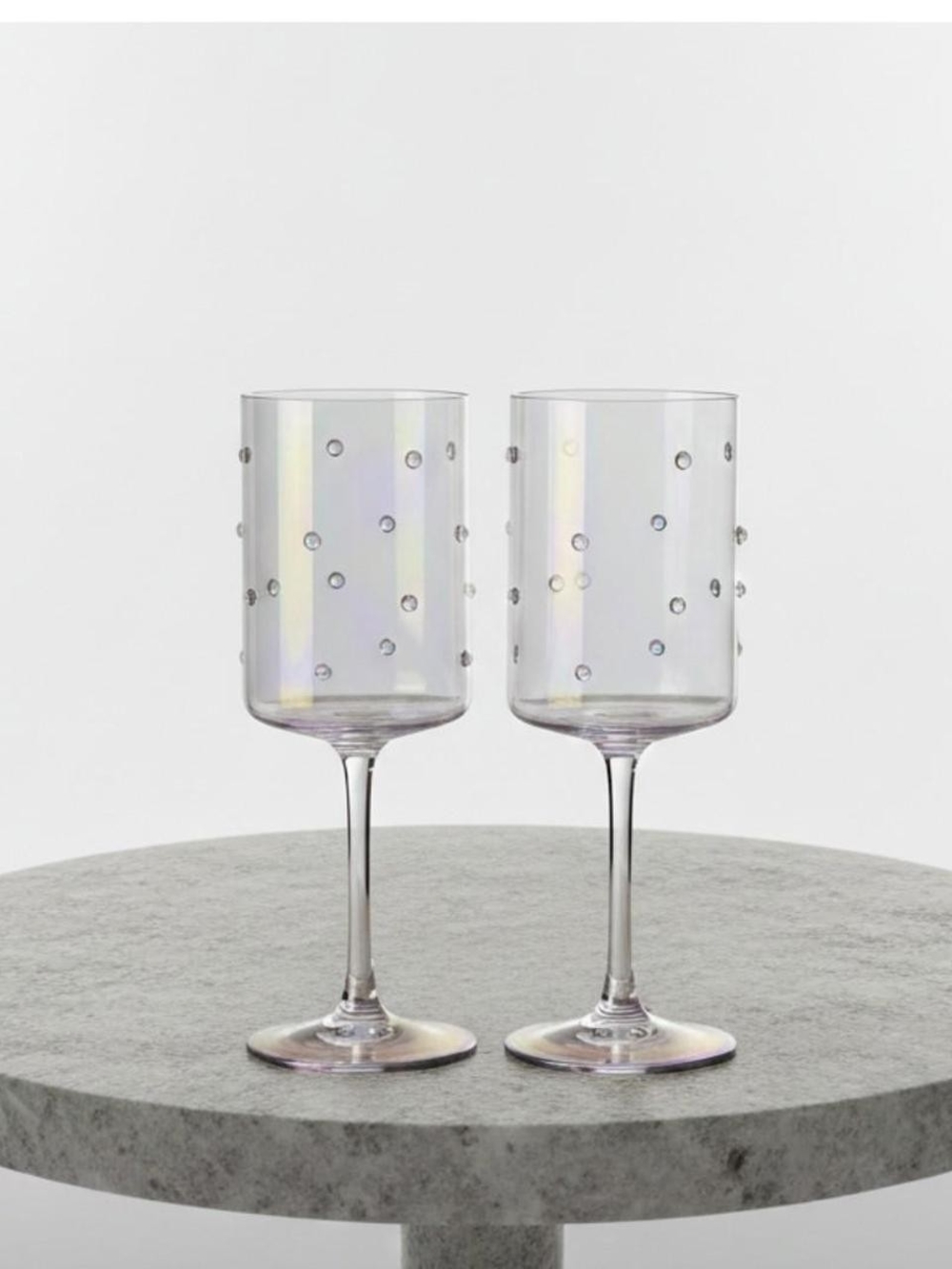 Iridescent Pearl Accent Wine Glasses - Set of 2